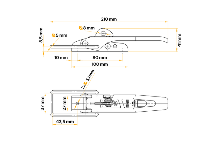 STEELPRESS ZB-01 pótkocsi oldalsó kampó a pótkocsi oldalának lezárásához