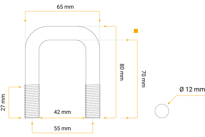 DROMET négyzet alakú szorító C típus M12 70/42/70