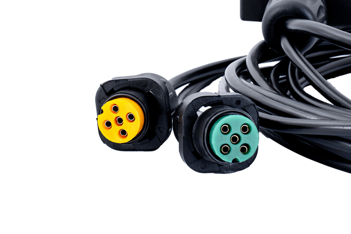 MANTES elektromos szerelés, utánfutó kábelköteg 4m, 7 tűs csatlakozó, 2x5 tűs bajonettzár