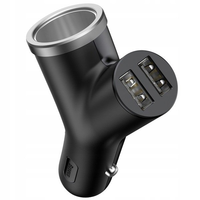 BASEUS Y típusú 2xUSB autós töltő, szivargyújtó aljzat 40W