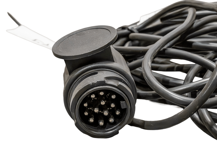 MANTES elektromos szerelési kábelköteg pótkocsihoz 5,5 m 13 tűs bajonettzáras csatlakozó 2x 5 tűs