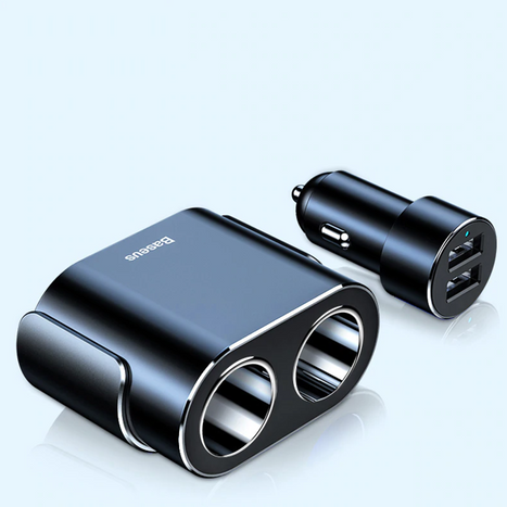 BASEUS Nagy Hatékonyságú Autós Töltő 2x USB + 2x Szivargyújtó Aljzat 80W