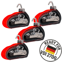 Négy darabos HEFFA CARLINE 130 pótkocsi szállító hevederkészlet, kerékrögzítő hevederek 5m/50mm/5t VDI 2700